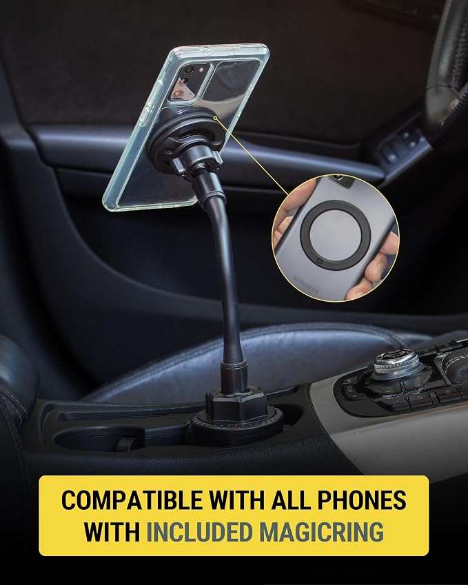 MagicMount™ SMSCUP Magnetic Cup Holder Phone Mount with Adjustable Gooseneck and Magnet Head, MagSafe Phone Holder for Car Compatible with iPhone 16 15 14 13 12 Series, Mag Safe Case & Android