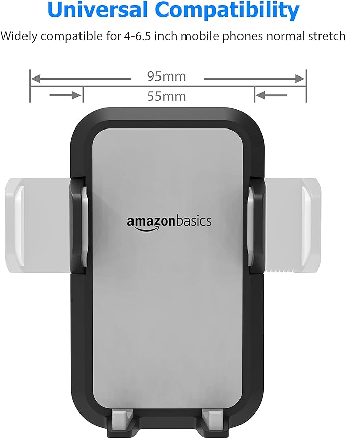 Universal Portable Smartphone Holder for Car, Air Vent Mount, 360° Rotation, Easy to Install, One-Handed Release, Adjustable and Secure, Grey