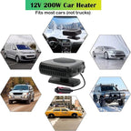 2026 New Portable Car Heaters for Vehicle for Winter, 12v Car Heater That Plugs Into Cigarette Lighter, 200w Cigarette Lighter Heater for Car Defroster and Defogger(Black)
