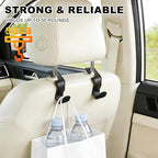 Headrest Hooks for Car, Leather Car Purse Hooks Hanger Holder Hook for Hanging Purses and Bags and Coats, 4Pack Black