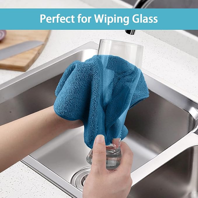 Navy Blue Microfiber Cleaning Cloth, 50 Pack Cleaning Towels for Kitchen, Lint Scratch Free, Highly Absorbent, and Reusable Cleaning Rags for House, Window and Glass, Cars, 11.5 X11.5 inch