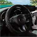 Car Steering Wheel Cover, 14.5-15inch Leather Anti-Slip Car Wheel Cover Protector, Safety Comfortable Desgin, Universal Auto Steering Wheels Accessories for Cars Truck SUV (Black)