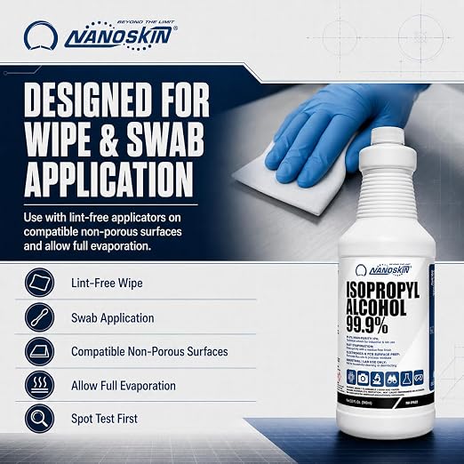 99.9% Isopropyl Alcohol (IPA) 1 Gallon Total (32 fl oz x 4) – High-Purity Technical Grade Alcohol for Industrial & Laboratory Use, Fast Evaporating, Low-Residue Formula