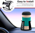 2PCS Car Cup Holder Insert, Auto Cup Holder Expander with Adaptive Clamping Arm, Self-Adhesive Adjustable Vehicle Cup Holders, Universal Expanding Drink Holders Adapter for Sedan, Truck, SUV