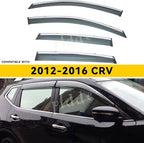 Window Visors Compatible with 2012-2016 Honda CRV CR-V Smoke Tint with Chrome Trim Outside Mount Tape On/Clip On Style PVC Sun Rain Guard 4pcs