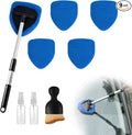 9 PCS Car Windshield Cleaner Tool Kit, Car Window Cleaner Windshield Cleaning Tool with Microfiber Pad Spray Bottle Detailing Brush and Extendable Handle, Auto Glass Wiper Kit Home Window, Blue