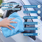 30 Pcs 16 x 16 Inch edgeless Microfiber Plush Towels for Cars Detailing Drying Wash Polishing Absorbent Cleaning Cloths, 500 GSM (Light Blue, White, Yellow)