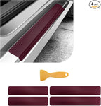 4 PCS Car Door Sill Protector, 3D Carbon Fiber Auto Door Entry Edge Guard Protection Trim, Anti-Scratch Threshold Cover Strips, Sill Protection Sticker for Car SUV Truck (Wine Red)