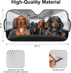 4 Dogs Foldable Windshield Snow Cover, Reflective Accordion Car Windshield Snow Cover, Sun Visor for Car Windshield, Ultimate Heat & UV Protection, Suitable for Most Cars, 57.1" L x 27.6" W