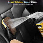 Horse Hair Leather Cleaning Brush - Upgraded Long Bristle Car Leather Brush with 360° Soft Grip, for Car Interior Seats, Sofa, Upholstery & Furniture Care