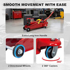 T820014S Torin Hydraulic Trolley Service/Floor Jack with Blow Mold Carrying Storage Case, 1.5 Ton (3,000 lb) Capacity, Red