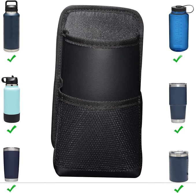 Large Car Cup Holder Expander, Fits Large 24/36/40/46oz Water Bottles, Big Drinks Holder Bag- Universal Auto Vehicle for Cars, SUV & Truck RV's Golf-carts (Black)