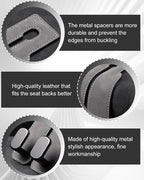 2 Pcs Car Hooks for Headrest, Adjustable Vehicle Seat Back Car Organizers and Storage Accessories, Universal Fit Double Metal Leather Purse Holder for Car (Grey)