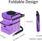 Car Trash Can Foldable Garbage Bin Leakproof 3 Gallons Purple