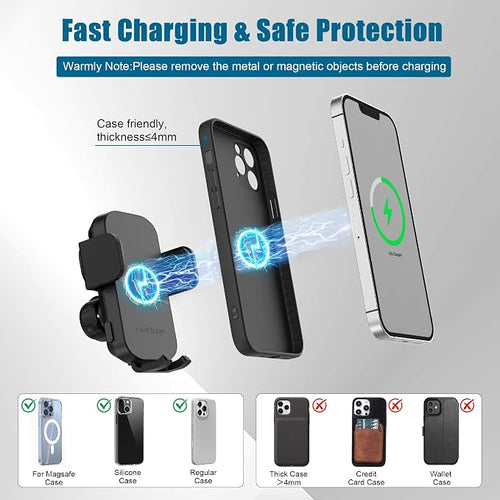 2 in 1 Auto-Clamping Cup Phone Holder for Car, 15W Fast Wireless Charging Cup Holder Phone Mount with Type-C Cable, Adjustable Car Cup Expander for Large Bottles