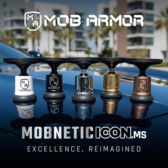 MobNetic Icon.MS MagSafe Compatible Phone Mount, Magnetic Phone Holder for Car w/ 90lb Pull Force, 90º Tilt & 360º Rotation, Aluminum Build, Compatibility for iPhone & Android (Obsidian Black)