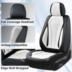 Coverado Seat Covers 2 Pack, Car Seat Covers Front Seats, White Car Seat Cover, Waterproof Car Seat Covers, Car Seat Cushion, Front Leather Seat Protector Fit for Most Cars