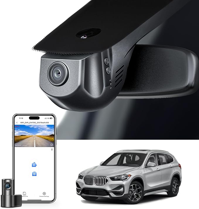 Mangoal Front 4K & Rear 1080p Dash Cam Custom for BMW X1 Gen2 F48/F49 2017 2018(Model A), sDrive28i xDrive28i, OEM Style, 2160P UHD Video, WiFi & APP, 128GB Card