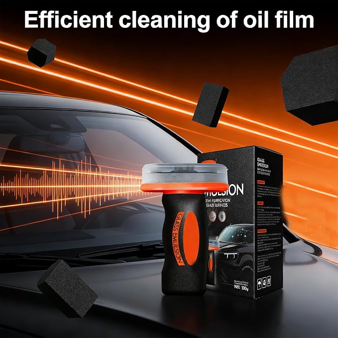 3 pcs Glass Oil Film Remover for Car, Removes oil film and Smudges, Automotive Oil Film Cleaning Brush for Car Windows, Handheld Glass Cleaning Board, Helps Improve Glass Clarity for Safe Driving