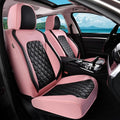 Coverado Car Seat Covers Front Seats, Stylish Waterproof Faux Leather Full Set with Rear Protectors for Sedan SUV Truck, Luxury Fashion Interior – PinkBlack