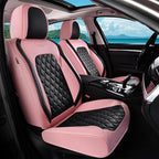 Coverado Car Seat Covers Front Seats, Stylish Waterproof Faux Leather Full Set with Rear Protectors for Sedan SUV Truck, Luxury Fashion Interior – PinkBlack