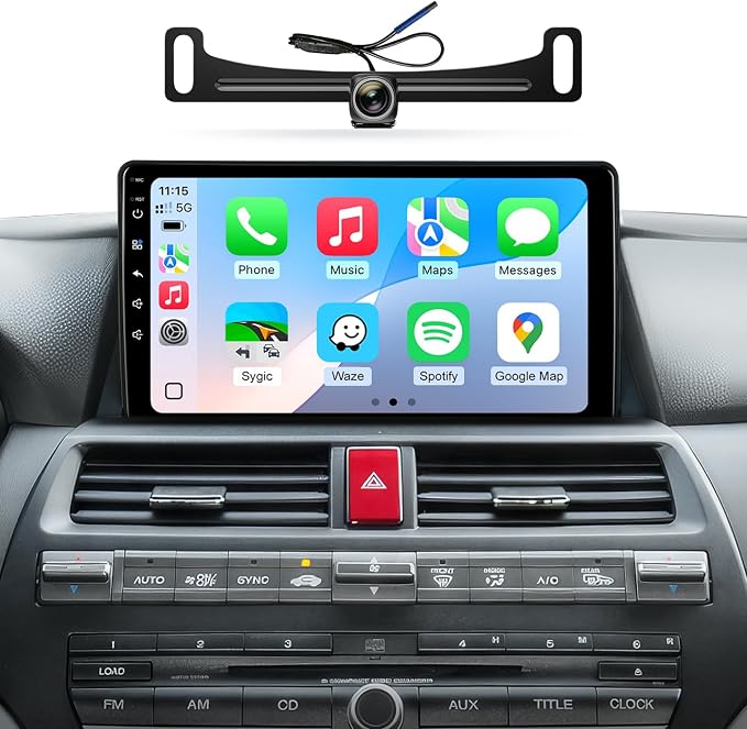 Car Radio Stereo for Honda Accord 2008-2012, Wireless CarPlay Android Auto | 10.2-inch IPS HD touchscreen, 5G WiFi GPS navigation, phone link, Bluetooth FM AM SWC, 1080P backup camera, plug-and-play