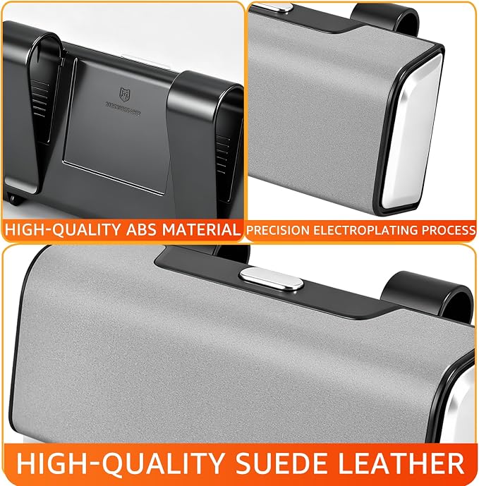 Car Sunglasses Holder for Sun Visor, Button Leather Eyeglass Hanger and Interior Storage Box