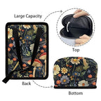 Mushroom Dragonfly Daisy Print Car Trash Can with Lid, Leak Proof Auto Trash Bag Hanging Vehicle Garbage Can Multipurpose Storage Container for Back Seat Road Trip