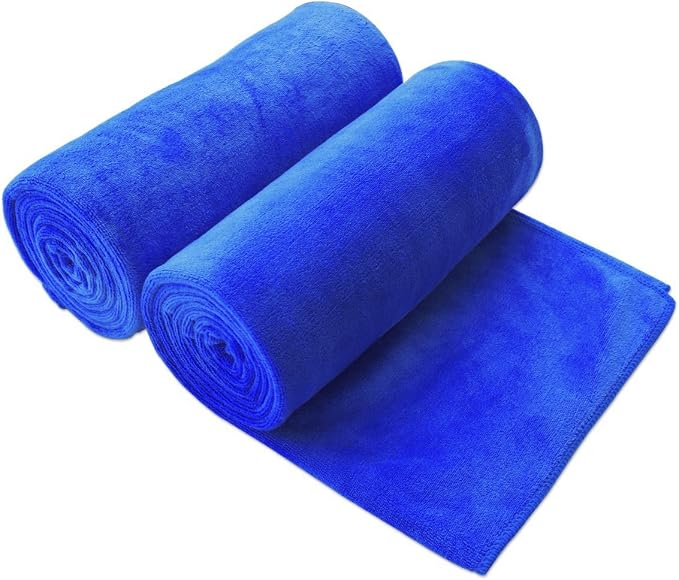 Large Bath Towels Set of 2, 30x60 Inches, Dark Blue | Microfiber, Hanging Loop, Soft Absorbent, Quick Dry, Lint-free, Use for Back-to-School dorm, Spa, Sauna, Salon