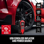Tire Inflator Portable Air Compressor, Cordless Mini Air Pump for Car Tires with Digital Tire Pressure Gauge, 6000mAh Battery Powered Air Pump, Max Pressure 150 PSI, 12V DC Corded