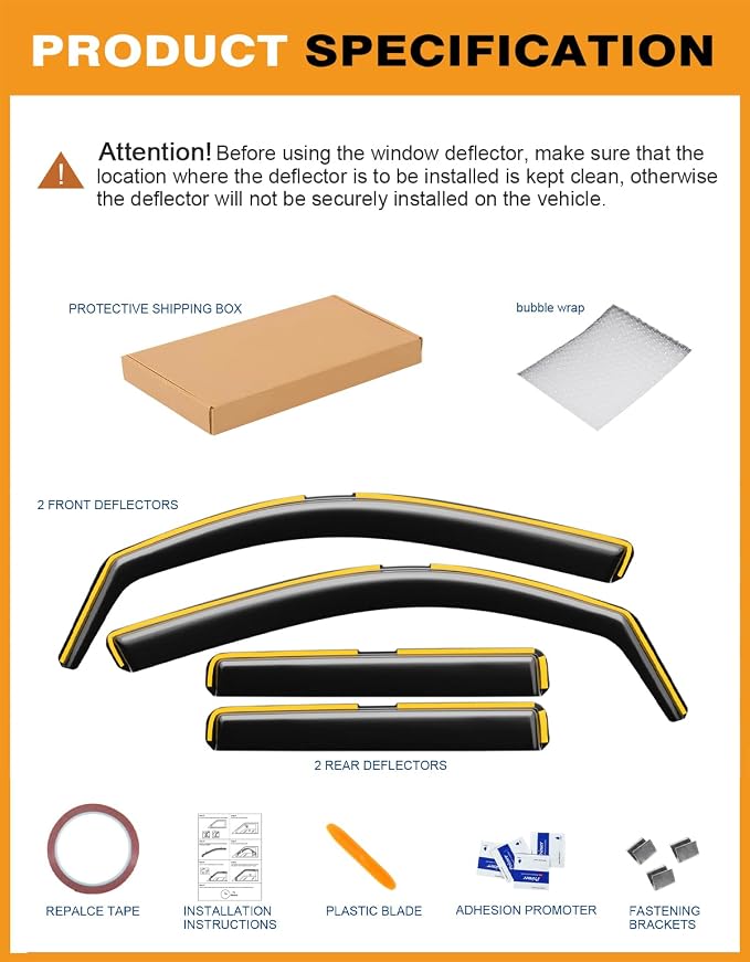 in-Channel Window Rain Guards Fit for Toyota Tacoma 2024-2026 Double Cab with 4 Full-Size Doors Rain Guards Extra Durable Window Deflectors Visors Vent Visors Vent Shades Truck Accessories