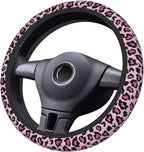 Pink Leopard Print Elastic Steering Wheel Cover, Non-Slip Breathable Neoprene Steering Wheel Covers, Women Pink Car Accessories, Universal 15 Inch Fit Auto, Suvs, Truck