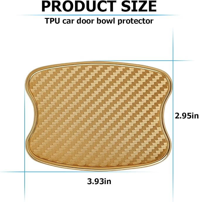 Mandark Car Door Handle Cup Scratch Protector, 4PCS 3D TPU Carbon Fiber Vehicle Door Bowl Sticker, Automotive Handle Paint Protective Film Cover, Universal Fit (Golden, Small)
