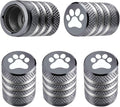 Tire Valve Stem Caps Cover - (5 Pack) Tire Air Caps Metal with Plastic Liner Corrosion Resistant Leak-Proof Dog Paw Print for Car Truck Motorcycle Bike Gray