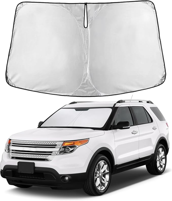 Windshield Sunshade Compatible for Ford Explorer 2011-2017 2018 2019, Sun Visor for Front Windshield & Window Sun Shade Cover, UV Heat Blocker & Protector, Car Accessories