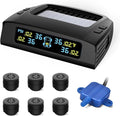 TM2 RV Tire Pressure Monitoring System, Solar Charge TPMS, 6 Sensors & 5 Alarm Modes, Color Display, W/Repeater for Longer Distance Transmission, 0-144 PSI for RV Trailer Camper Fifth Wheel