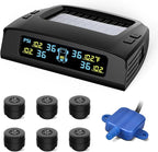 TM2 RV Tire Pressure Monitoring System, Solar Charge TPMS, 6 Sensors & 5 Alarm Modes, Color Display, W/Repeater for Longer Distance Transmission, 0-144 PSI for RV Trailer Camper Fifth Wheel