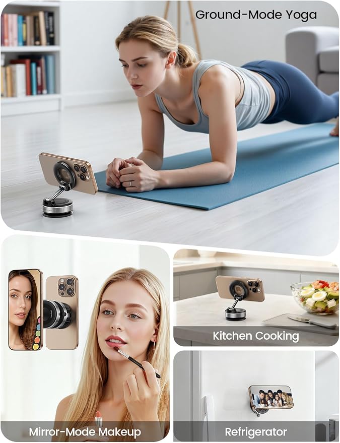 Car Phone Mount - [70 LBS Strongest Suction] for Magsafe Car Mount, 360° Adjustable Suction Cup Phone Mount Dashboard Windshield Vacuum Magnetic Phone Holder for Car Silver