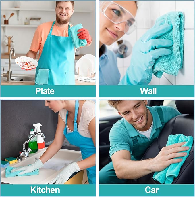 Cleaning Cloths for Cars 16 x 16 Inch Ultra Absorbent Towels Drying Microfiber Reusable Cleaning Supplies House Kitchen Window Microfiber Towel(Teal Blue,60 Pcs)