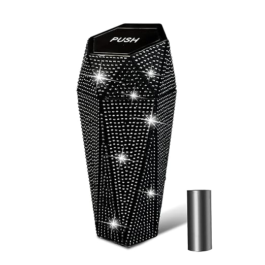 Bling Car Trash Can with Lid, Bling Car Accessories Trash Bin, Leakproof Auto Garbage Can with 30 Trash Bags, Multipurpose Organizers and Storage for Home, Office (Black Diamond)