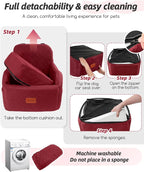 Dog Car Seat for Small/Medium Dogs,6in Elevated Cushion,Fits in Front/Back Seat,Fully Detachable and Washable,2 Storage Pockets,Easy to Install (Red, Medium)