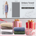 Microfiber Bath Towels, Ultra Soft, Super Absorbent, Fast Drying, No Fading, Large Body Towel Set for Shower, Gym, Sauna, Sport, Travel, Fitness, SPA,Yoga (Coral Fleece Blue, 30 in x 60 in)
