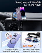 PZK Car Phone Holder for Toyota Tacoma 2016-2023 Accessories Custom Vent | 3rd Gen Tacoma Magnetic Car Phone Mount Compatible with Magsafe Hands Free 360° Rotation Phone Stand for All Smartphones