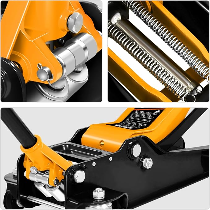 DNA Motoring Low Profile Hydraulic Trolley Service/Floor Jack, 4 Ton (8000 lbs) Capacity, Lifting Range 4.5"-20", Orange, TOOLS-00307-OG