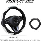 Car Steering Wheel Cover, 15 inch Carbon Fiber Microfiber Anti-Slip Breathable PU Leather Elastic Steering Wheel Protector, Car Interior Accessories for Most Cars (White)