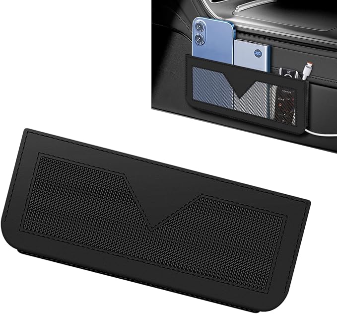 Car Storage Pocket，Leather Car Side Pocket Organizer, Multifunctional Seat Gap Pouch, for Can Hold keys, Wallets, Cards, Mobile Phones, Sunglasses, Banknotes (Black)