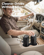 Car Trash Can with Lid - 2 Pack, Car Accessories for Interior, Leakproof Vehicle Garbage Can with 30 Attached Trash Bags, Multipurpose Organizers and Storage for Home, Office, Black