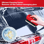 Automotive Oil Film Cleaning Brush, Car Glass Oil Film Cleaner, Anti-Rain Fog Car Glass Cleaner, Car Windshield Cleaner for Improved Clarity and Visibility (1, Red)