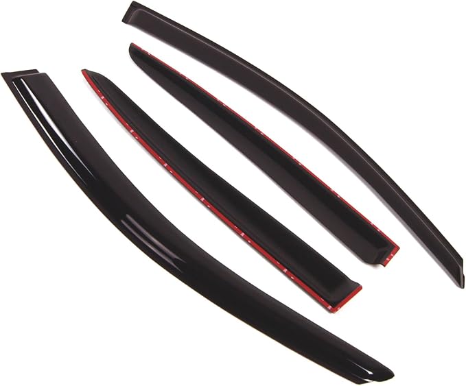 WD2-211 Dark Smoke 4 Pcs Set Window Visor (Outside Mount) Deflector Rain Guard Compatible with 2008-2012 Honda Accord Sedan