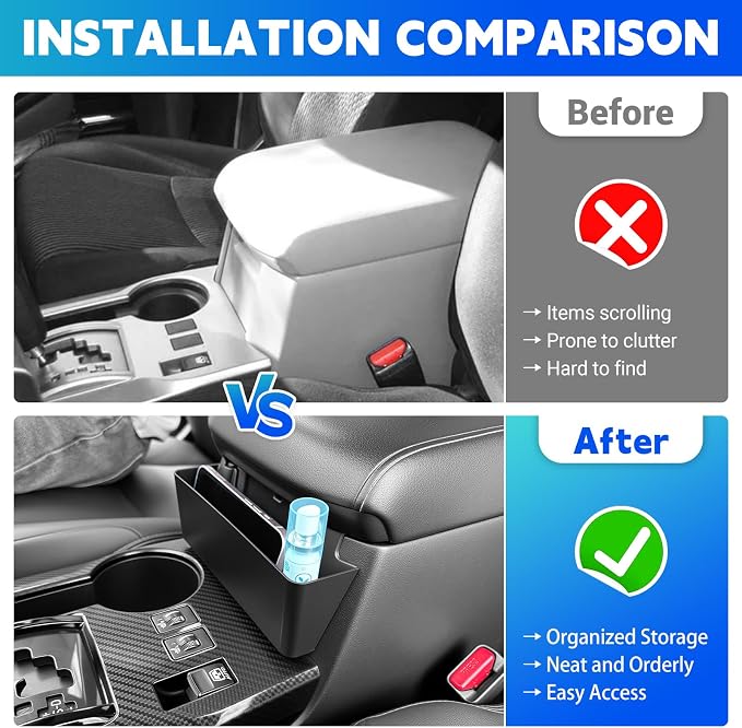 Center Console Organizer Tray Fits for 2010-2024 Toyota 4Runner Armrest Hanging Storage Box Compatible with 4Runner Interior Accessories (Console Hanging)